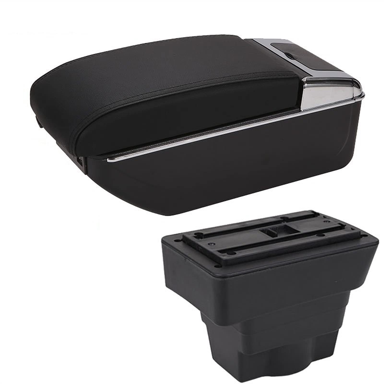 Für Opel Astra Nachrüstteile Center Storage Box Autozubehör USB (Black- Black line) von QVQOJCTH