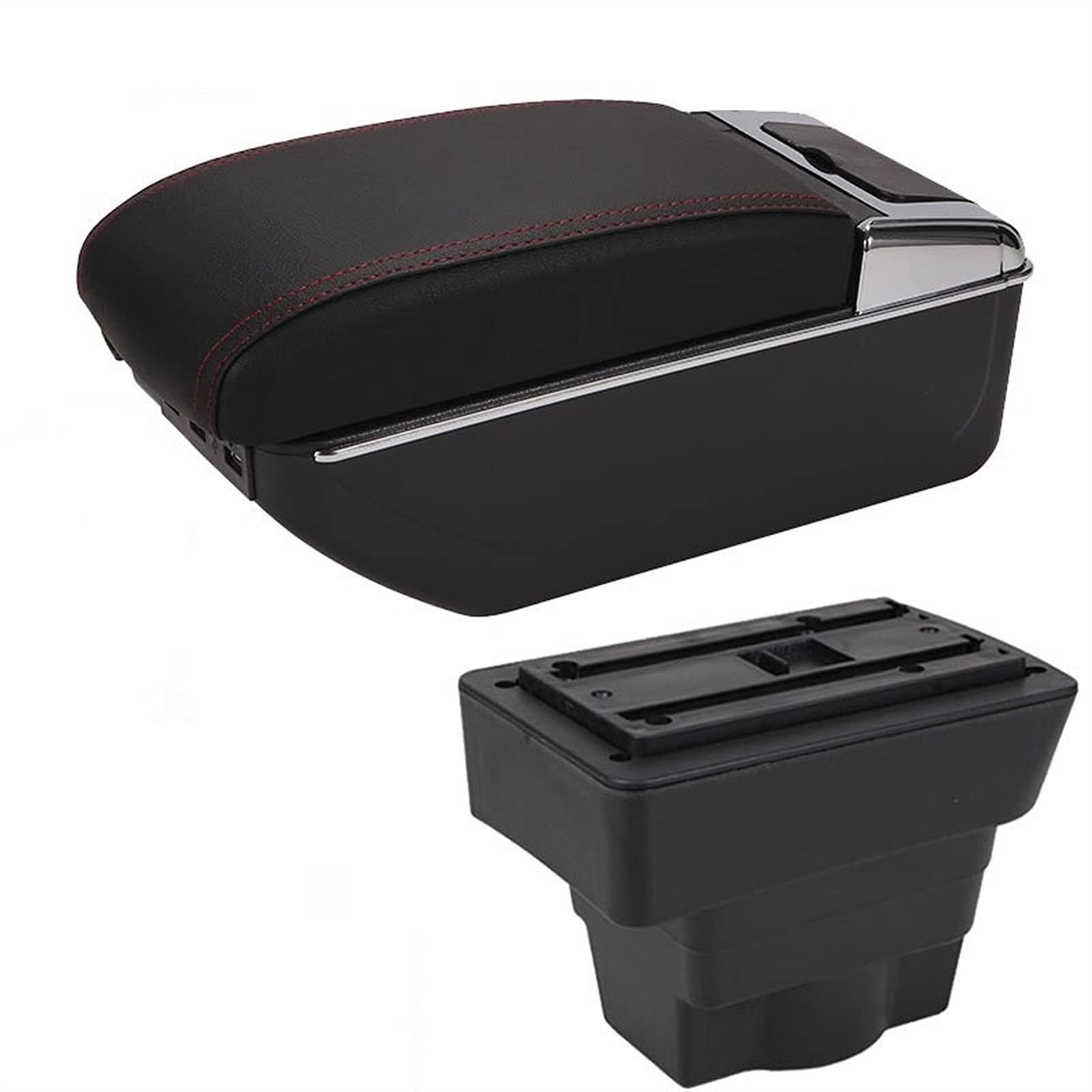 Für Opel Astra Nachrüstteile Center Storage Box Autozubehör USB (Black- red line) von QVQOJCTH