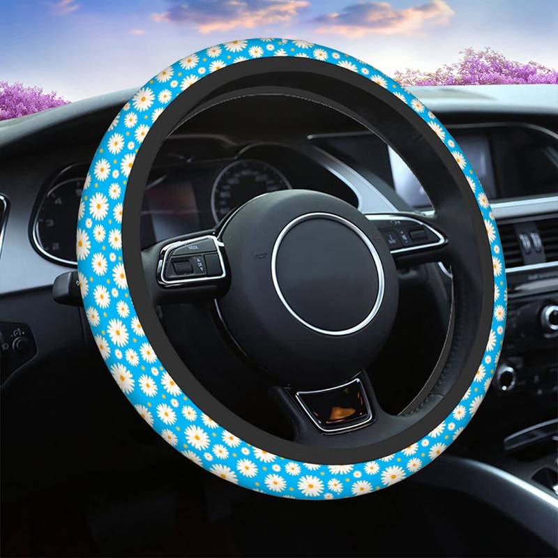 Meerjungfrau Bling Lenkradhülle Universal 15 Zoll Abstrakt Blau und Lila Meerjungfrau Fischschuppen Neopren Auto Lenkradbezüge Dehnbar Autozubehör für Frauen von QWEFVB