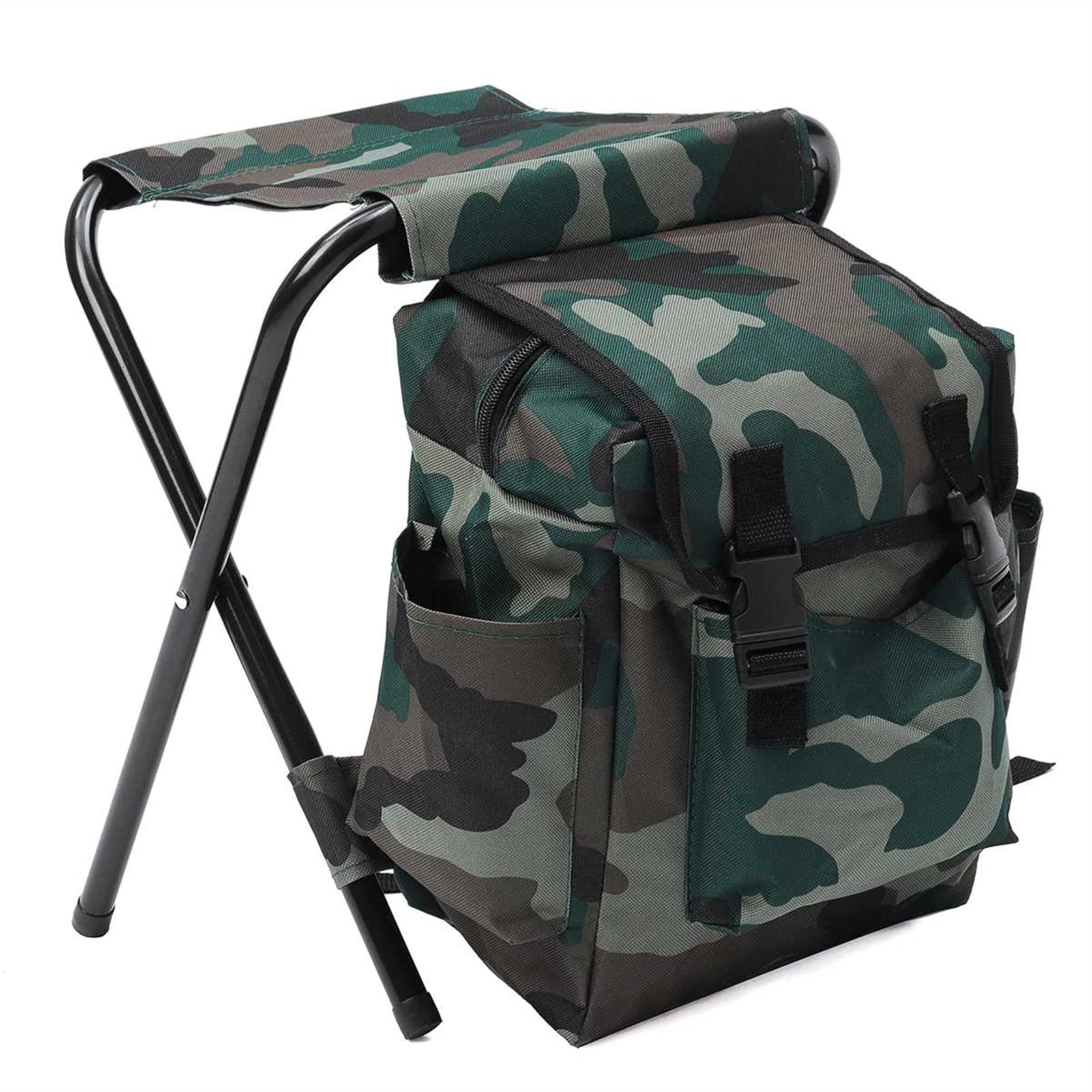 QWERTYUI AISHANBAIHUODIAN Tragbarer Faltbarer Fischstuhl Hocker Rucksack Oudoor Reisen Schulter Sport Tackle Bag Angeln Zubehör 42x32cm von QWERTYUI