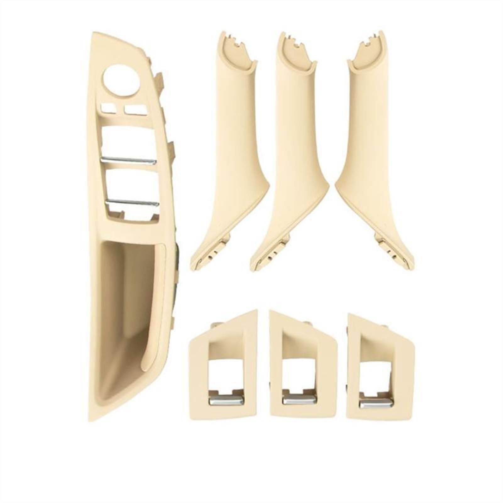 QWETY 7 Stücke LHD/RHD Auto Innen Auto Fahrersitz Vorne Links Armlehne Innentürgriff Pull 1 Loch, for F10 2010-2016 Innentür-Armlehnenverkleidung(Beige Left) von QWETY