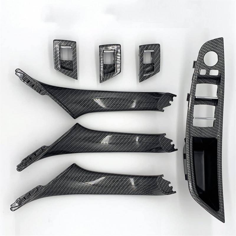 QWETY 7 Stücke LHD/RHD Auto Innen Auto Fahrersitz Vorne Links Armlehne Innentürgriff Pull 1 Loch, for F10 2010-2016 Innentür-Armlehnenverkleidung(Carbon Right) von QWETY