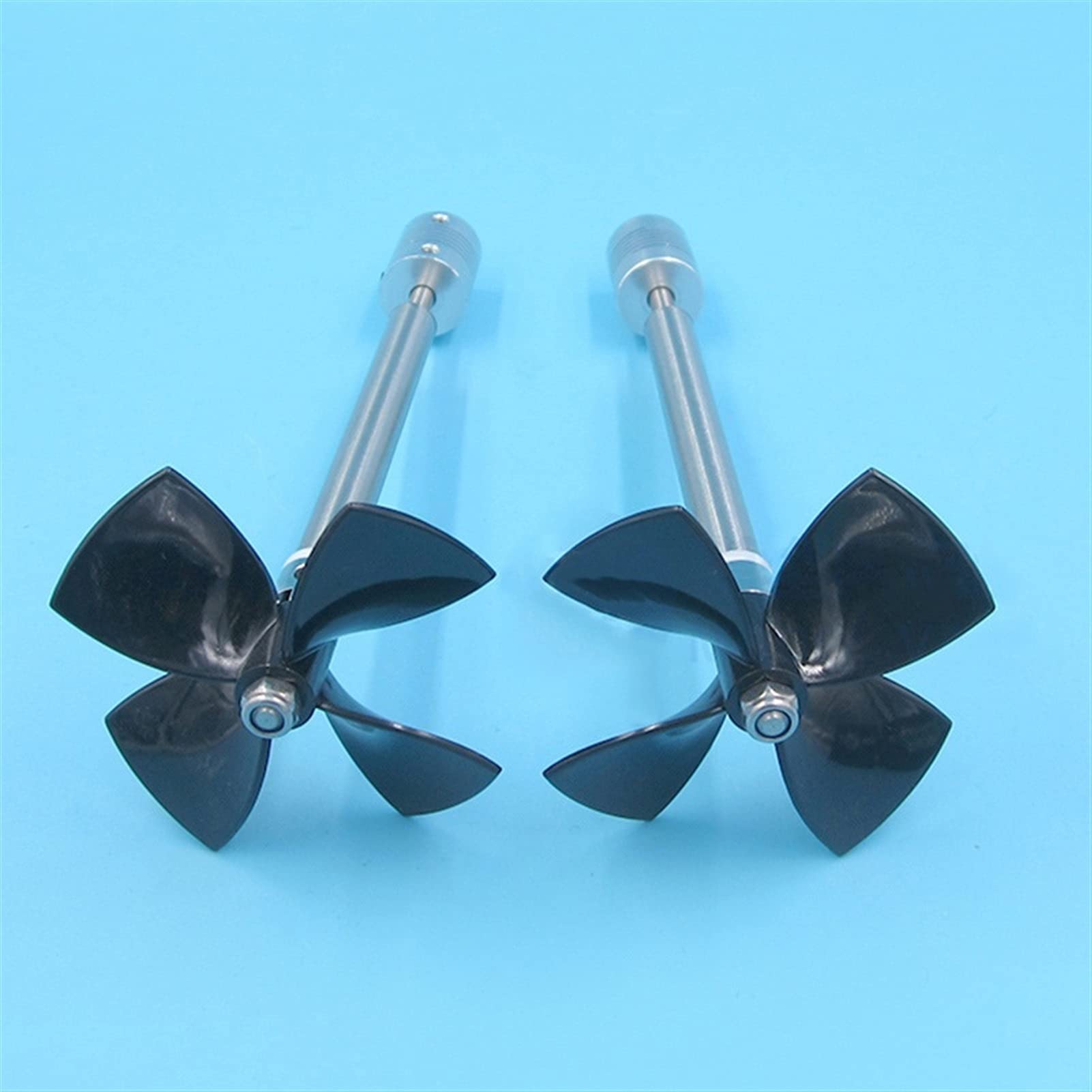 QWETY 895 Motor-Antriebswellen-Integration, Edelstahl, 80 mm, 4-Blatt-Propeller, kreisförmige Achse, Links rechts, 5 mm Antriebswellen-Integration Modellbootpropeller(20cm A Set) von QWETY