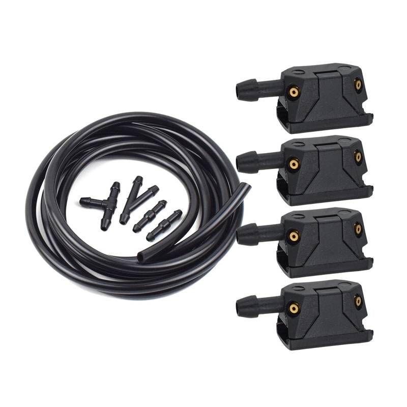 QWETY Auto 4 Wege Scheibenwaschanlage Wischerblatt Wassersprühdüsen Düsen, for DAF, XF 105 95 xf105 xf95 95XF F85 F95 LKW Schlauchrohr Sprühdüse für Scheibenwaschanlage(4Pcs Nozzles) von QWETY