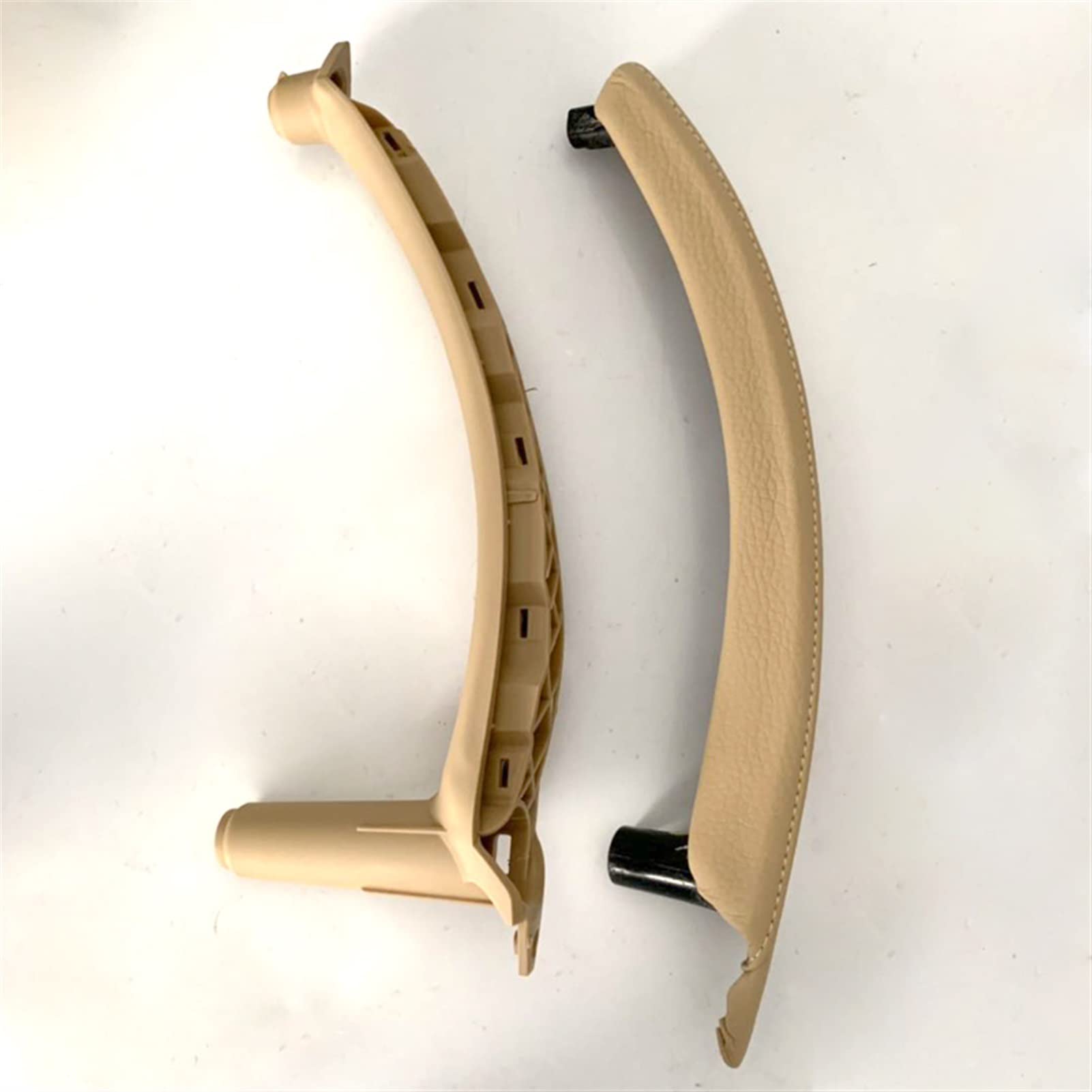 QWETY Auto Links rechts Innentür Armlehne Griff Innenverkleidung Pull Trim Cover Leder, for, for E70 E71 X5 X6, Beige Schwarz Innentür-Armlehnenverkleidung(A Set of beige Right) von QWETY