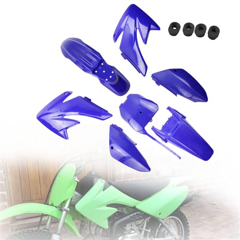 QWETY CRF70 Kunststoffverkleidung Body Kit Teile XR70 Kunststoffkotflügel Kit CRF 70 Kit Set Pit Dirt Bike Zubehör Motorrad-Kotflügelverkleidungsset(CRF Blue) von QWETY