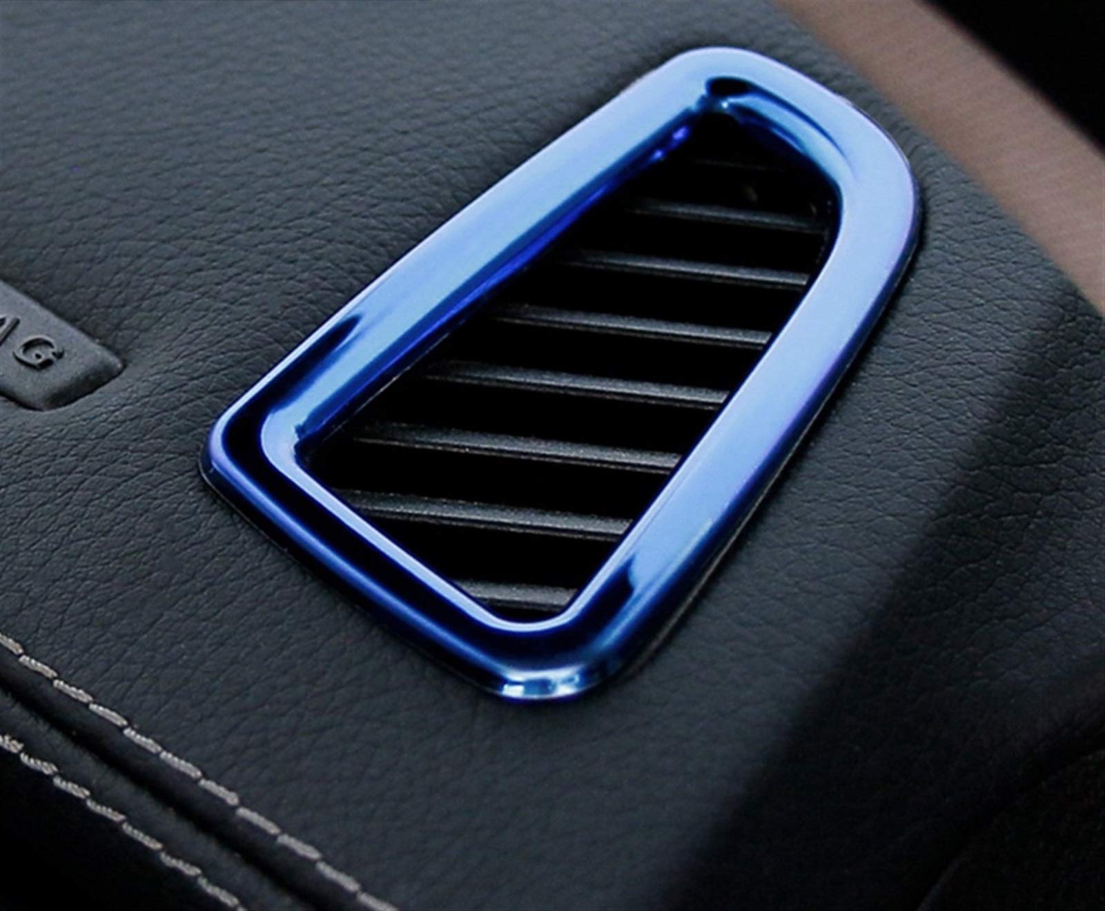 QWETY Car Styling Frontluftauslass der Klimaanlage Pailletten Zubehör Edelstahl Aufkleber, for Mercedes-Benz, C Klasse W205 Verkleidung der Lüftungsschlitzabdeckung(Blue) von QWETY