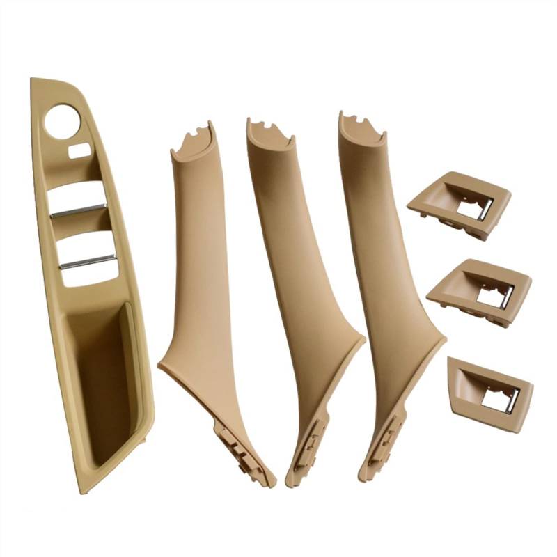 QWETY Innentür-Armlehnen-Fensterschalter-Panel-Ziehgriff-Set, for, for 5er F10 F11 F18 520i 523i 525i 528i 535i Innentür-Armlehnenverkleidung(Beige-7pcs) von QWETY