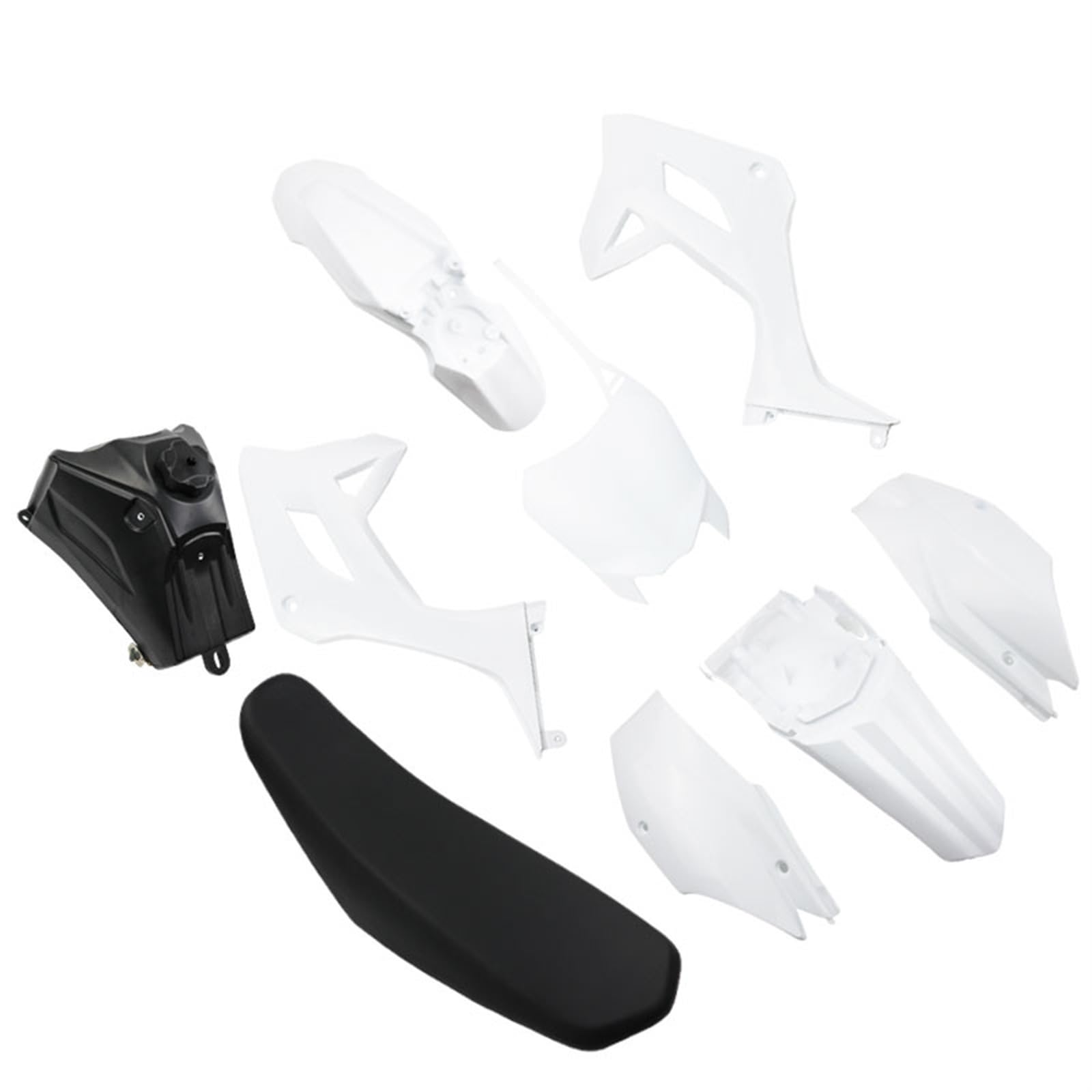 QWETY Motorradverkleidungs-Bodykits, Kraftstofftank CRF 110 2022, for Sitzkissen, Kotflügel, Schutzabdeckungen, CRF110 Dirt Pit Bike Motorrad-Kotflügelverkleidungsset(White) von QWETY