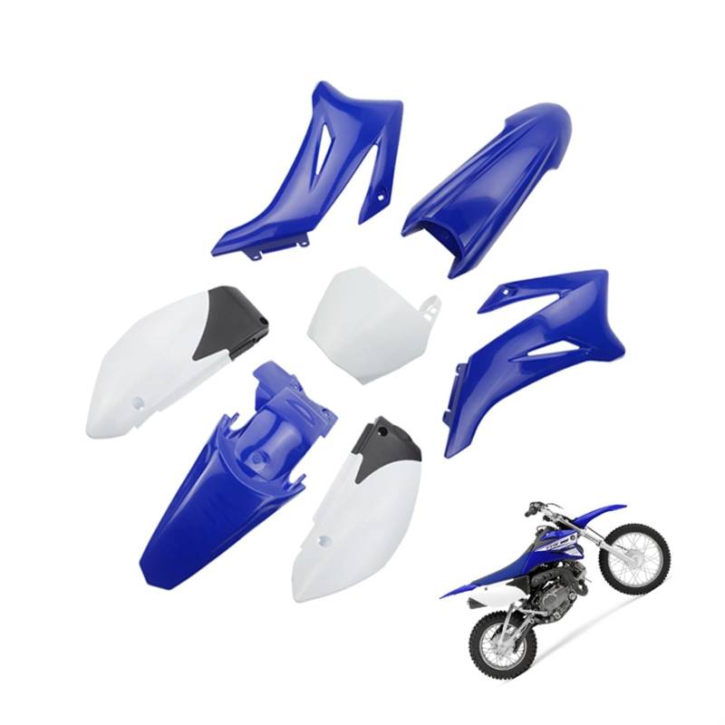 QWETY TTR110 Kunststoff-Verkleidungskörper-Kit TTR110 TTR 110 2008 2009 2010 2011 2012 2013 2014 2015 & 110–200 cc Dirt Bike Motorrad-Kotflügelverkleidungsset(Blue and White) von QWETY