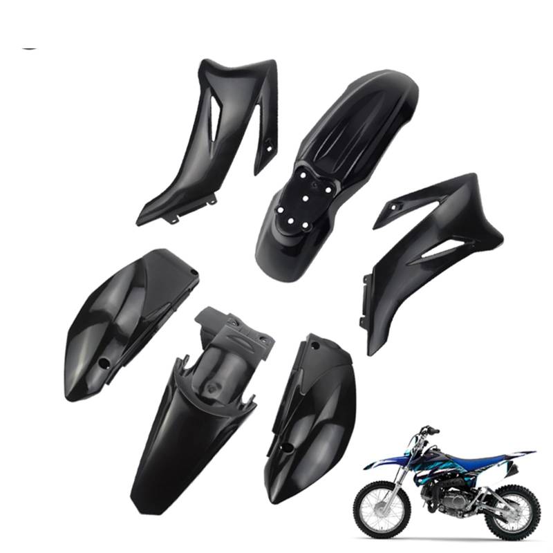 QWETY TTR125 Kunststoff-Verkleidungskörper-Kit, TTR110 TTR 125 2008 2009 2010 2011 2012 2013 2014 2015 & 110–200 cc Dirt Bike Motorrad-Kotflügelverkleidungsset(Black) von QWETY