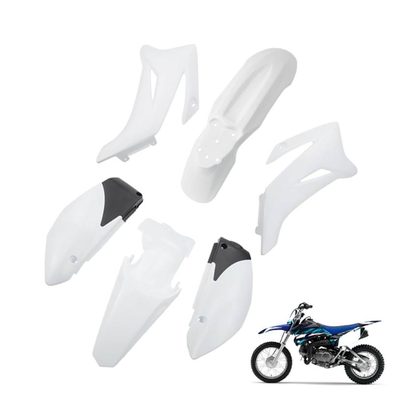 QWETY TTR125 Kunststoff-Verkleidungskörper-Kit, TTR110 TTR 125 2008 2009 2010 2011 2012 2013 2014 2015 & 110–200 cc Dirt Bike Motorrad-Kotflügelverkleidungsset(White) von QWETY