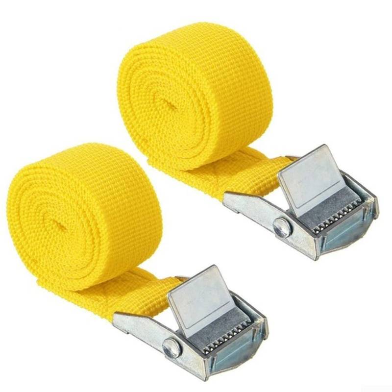 Zurrgurt for Ladung, robuste Ratschengurte, sichern Sie Ihre Ladung mit 1 m x 25 mm Zurrgurten im 2er-Set, Nockenschnalle, hohe Tragfähigkeit(Yellow) von QWFVHJ