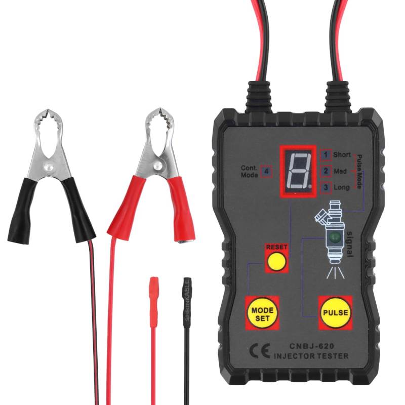 QWORK® 12V Kfz Einspritzdüsen Tester mit 4 Pulsmodi, Kraftstoff Injektor Reiniger Tester Set von QWORK