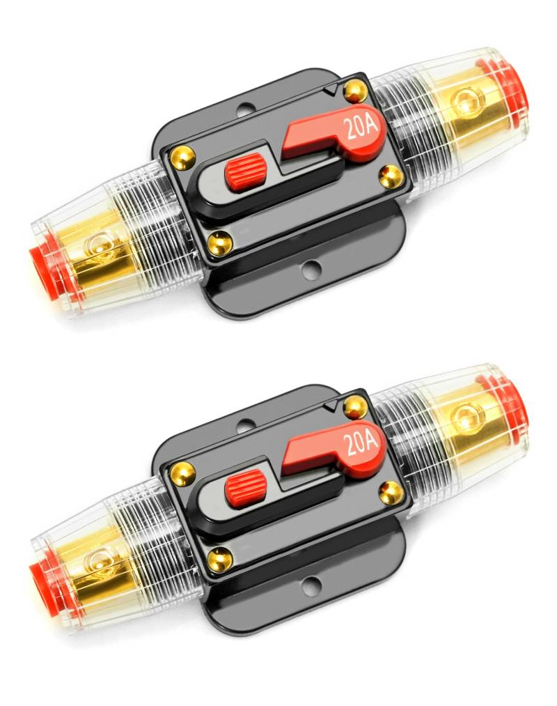 QWORK® 2 Stücke 20A Sicherungshalter Manuelle Rückstellung, Autoschutz Leistungsschalte mit manueller Rückstellung für Kfz-Schutz-Stereoschalter zurücksetzen von QWORK