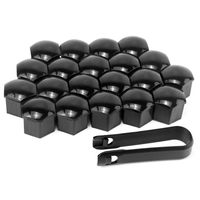 QWORK® 20Pcs Radschrauben Kappen , Rad Mutter Cap , mit Entfernung Werkzeug für Autos , Ø 21 mm , Schwarz von QWORK