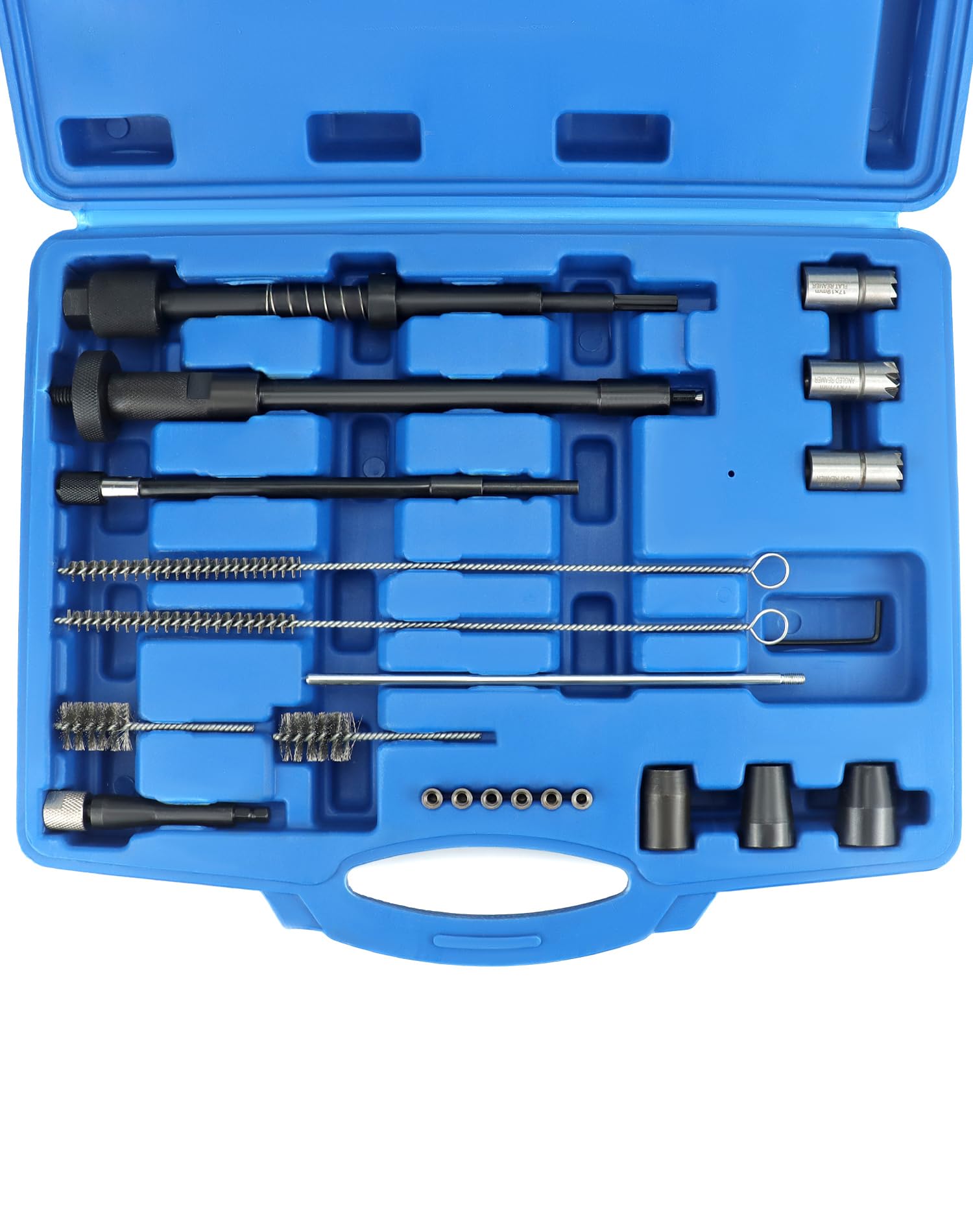 QWORK® 21tlg Injektorsitz- und Schacht-Reinigungs-Satz zur effizienten Reinigung von Dieselinjektoren und Glühkerzenschächten von QWORK