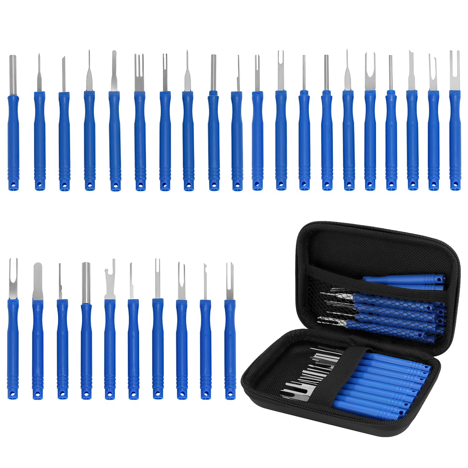 QWORK® 30 Stück auspinnwerkzeug kfz Set, Terminal Entfernung Auspinwerkzeug, Entfernen von Autokabelsteckern, Werkzeugset zum Terminal Entfernen fürs Auto von QWORK