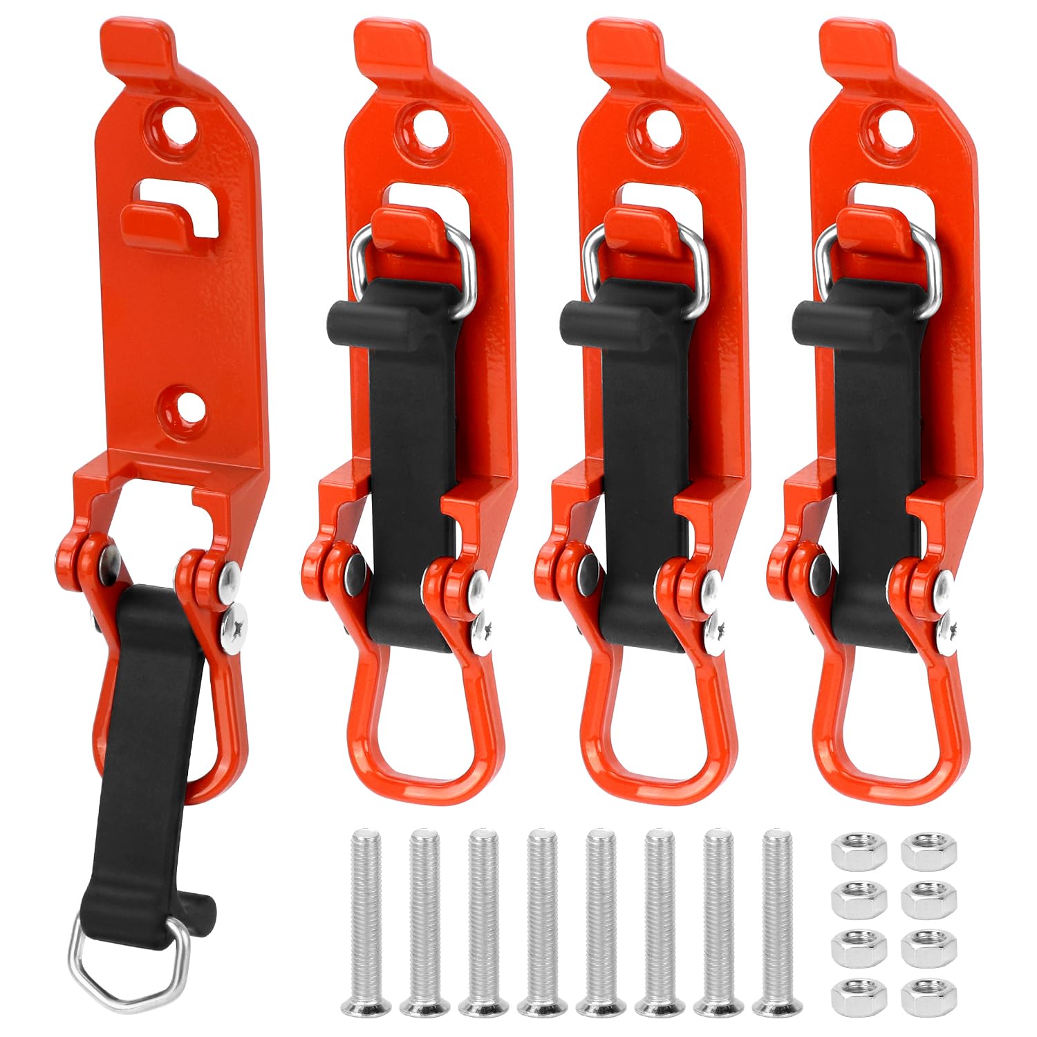 QWORK® 4 Stück Schaufel Spatenhalter, Schaufelhalterung für Dachträger, Orange, mit Schrauben und Muttern von QWORK