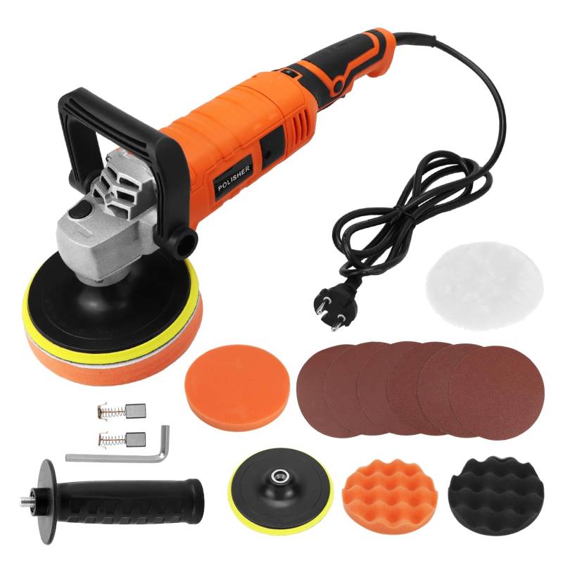 QWORK® Auto Poliermaschine 1200W, 220V Poliermaschine Set mit Mehreren Variablen Geschwindigkeiten, Poliergerät für Auto mit Polierpads von QWORK