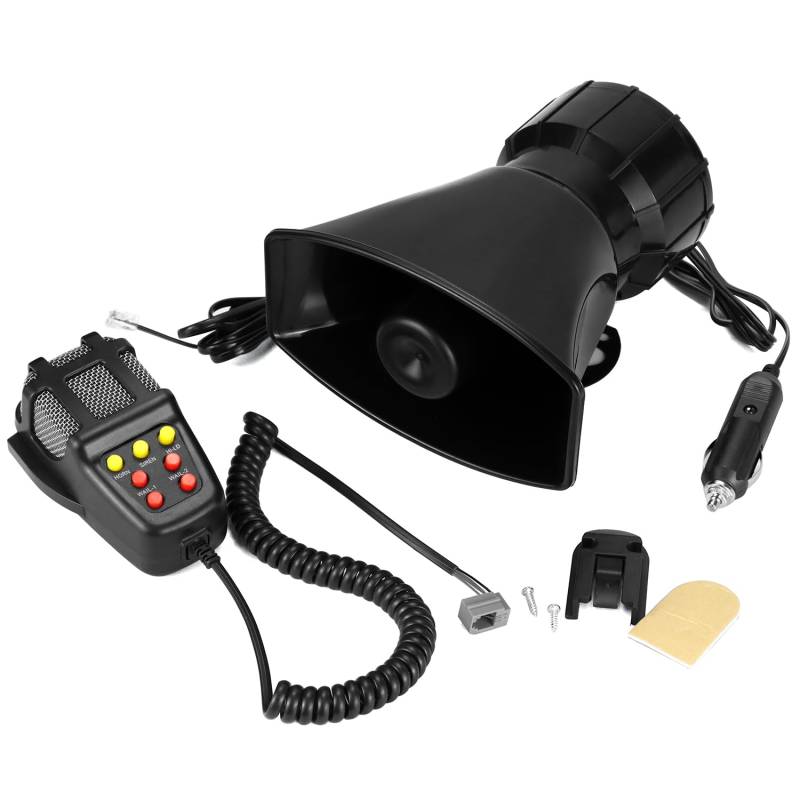 QWORK® Car Horn Autohupe mit 120dB, 7 Tönen, einfacher Verbindung über Zigarettenanzünder, wasserdicht für 12V LKW, Fahrzeuge, Boot von QWORK