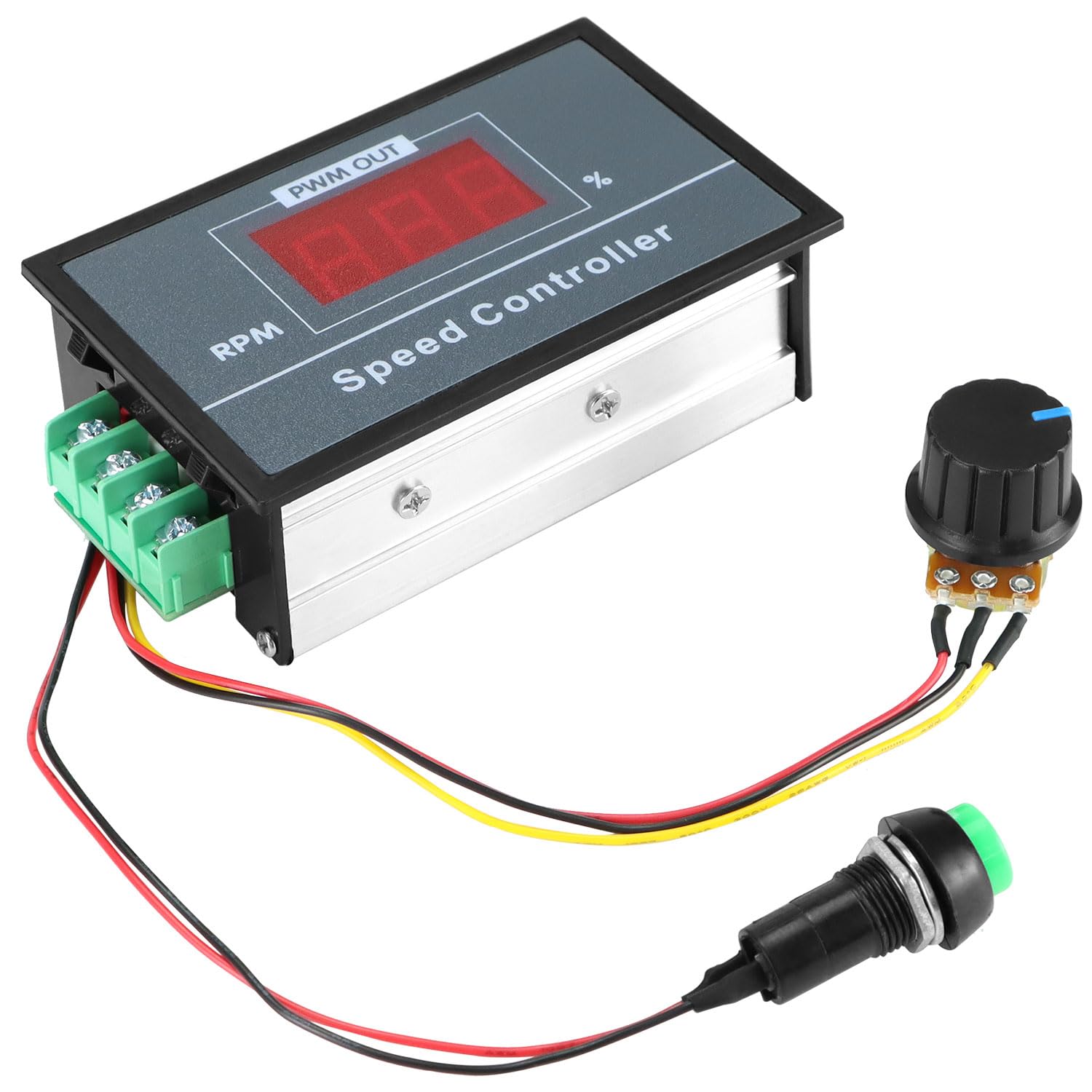 QWORK® DC 6-60 V 30 A, PWM DC Motordrehzahlregler, Geschwindigkeitsregler für Motor, mit LED-Anzeige und Start Stopp Schalter von QWORK