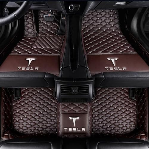 Auto All-Inclusive Fußmatten, Für Tesla Model X 7seats 2015-2023, rutschfesteVollstäNdige Abdeckung Fussmatten Auto Vorne Hinten Teppichschutzmatte,A von QWTYAFF