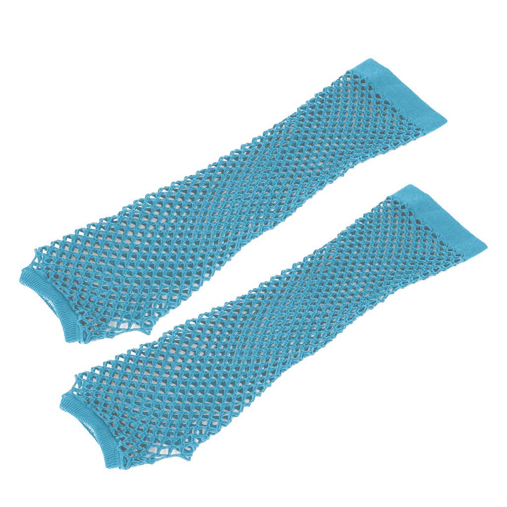 QWUVEDS Handschuh Long Fishnet Mode Fingerlose Länge Damenpartyhandschuh Handschuh Latex Top Netz Handschuhe Damen Ballhandschuhe Handschuhe Schwarz Lang Damen Elegant (Sky Blue, One Size) von QWUVEDS