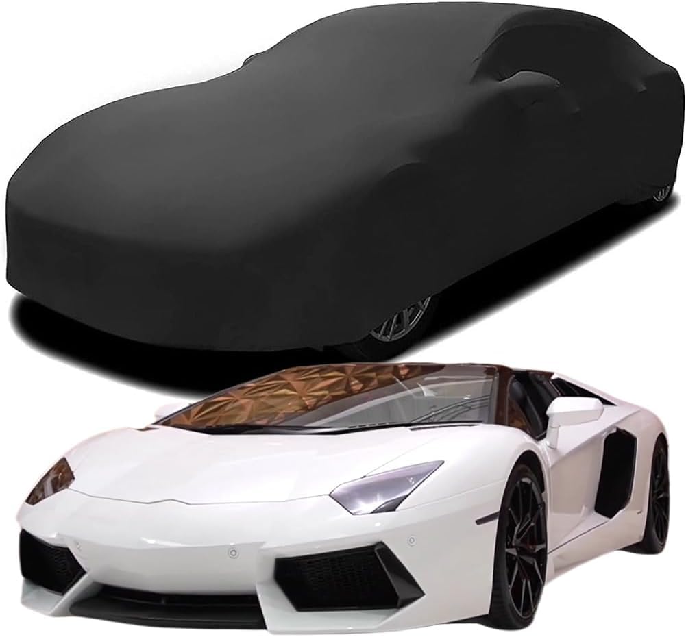 Autoabdeckung für Lamborghini Aventador LP700-4 Roadster, atmungsaktiv | Staub- und Schmutzabweisend | Stretch-Baumwolle Ganzgarage Schutzdecke Schutzhülle,Black von QWZWFC88