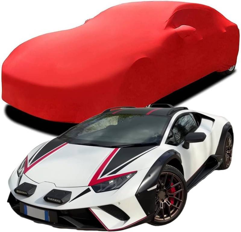 Autoabdeckung für Lamborghini Huracan Sterrato V10 2024 2025, atmungsaktiv | Staub- und Schmutzabweisend | Stretch-Baumwolle Ganzgarage Schutzdecke Schutzhülle,Red von QWZWFC88