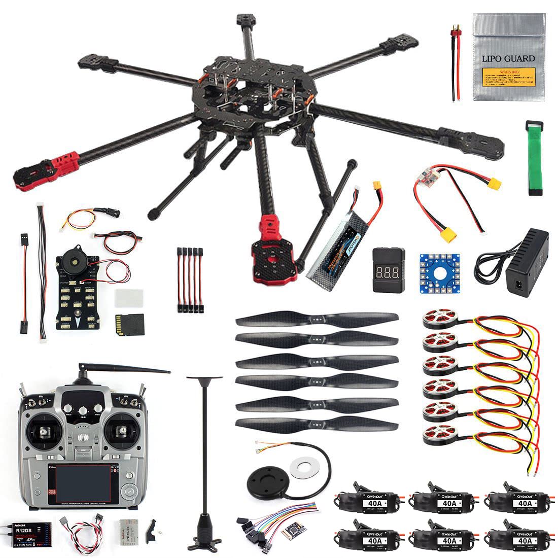 QWinOut ARF/PNP Full Set Hexacopter DIY Drone Kit Tarot 690mm Frame with 750KV Motor GPS PIX 2.4.8 32 Bit Flight Controller (ARF) von QWinOut