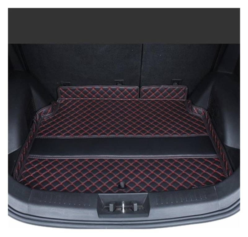 Kofferraummatten Für Chery Für Tiggo 4 2020 2021 2022 Leder Auto Stamm Matten Cargo-Liner Hinten Boot Pad Abdeckung Kofferraumwanne Schutzmatte(Black red-B) von QXEJEBAF