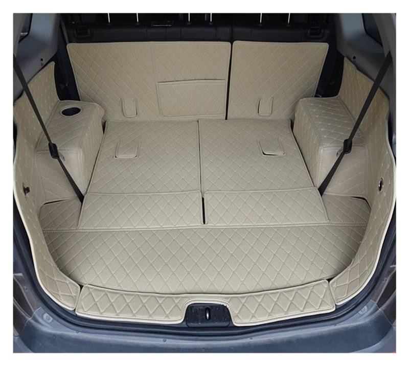 Kofferraummatten Für Chevrolet Für Captiva 7 Sitze Kofferraummatten Leder Cargo Liner Kofferraum Teppiche Hinten Kofferraumwanne Schutzmatte(Beige) von QXEJEBAF