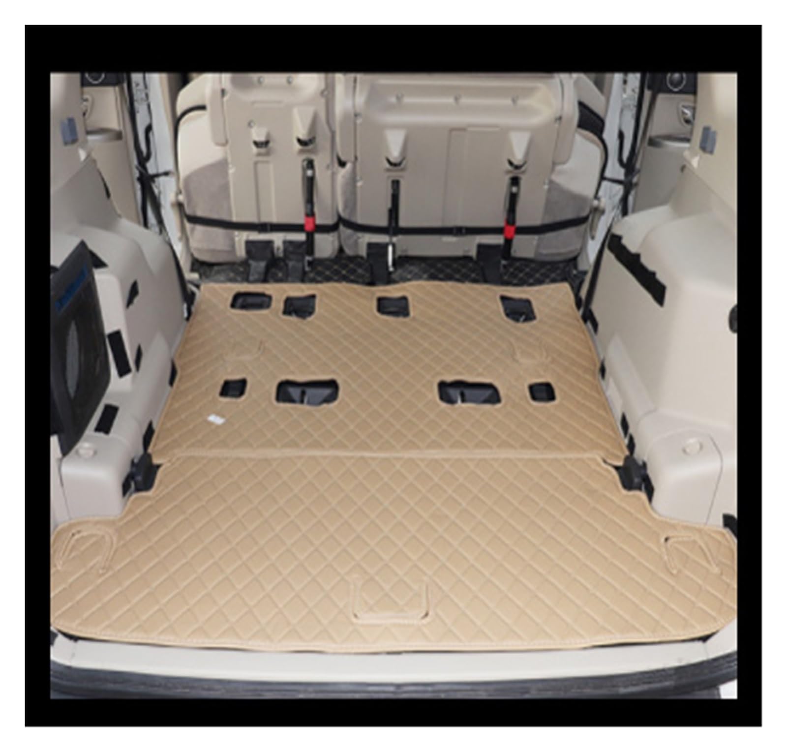 Kofferraummatten Für Mitsubishi Für Pajero V97 V93 V73 2012-2018 Auto Stamm Matten wasserdichte Kofferraum Teppiche Kofferraumwanne Schutzmatte(Beige 2-Piece) von QXEJEBAF