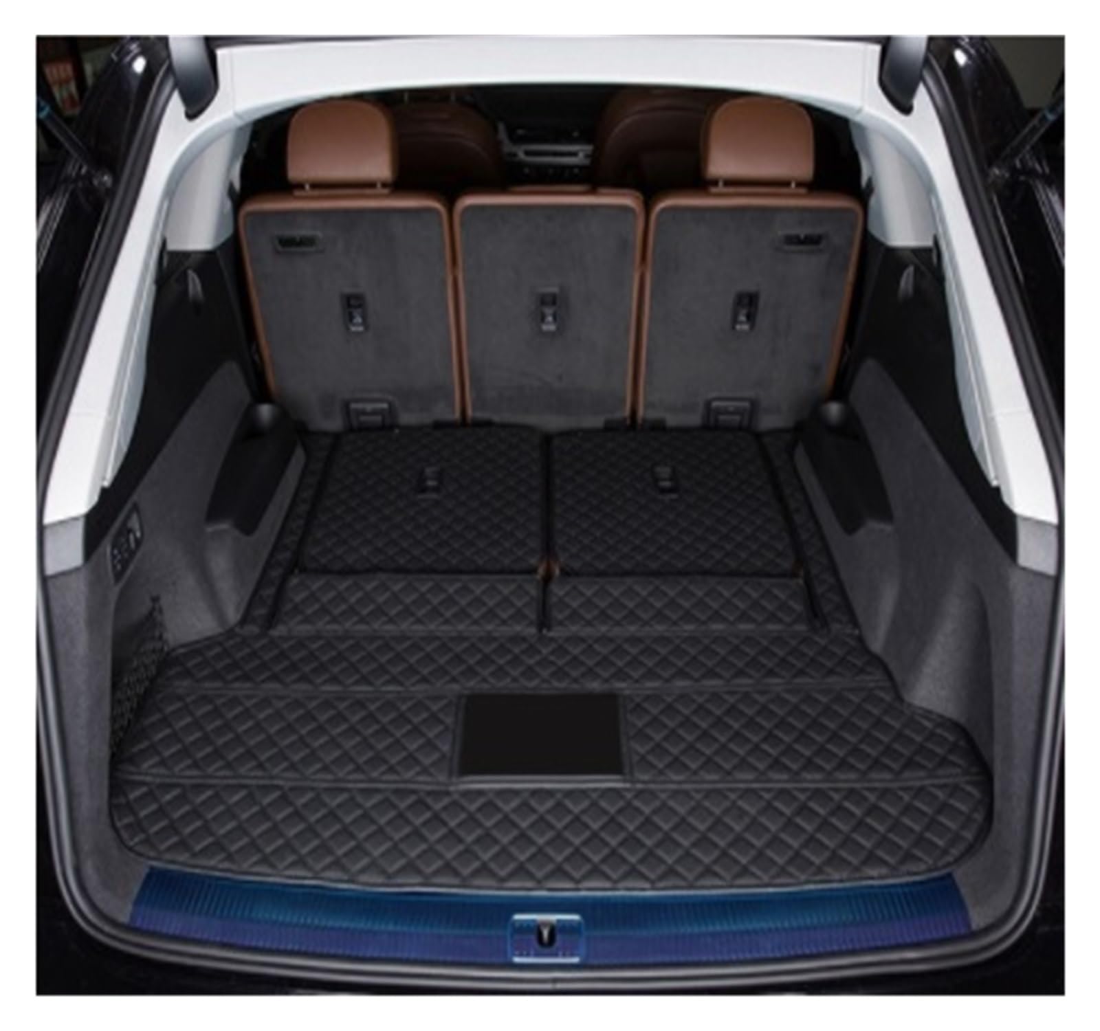 Kofferraummatten Für Q7 7 Sitzer 2022 Leder Kofferraum Matten Cargo-Liner para Auto Alfombrillas Coche Tapetes para Carro Kofferraumwanne Schutzmatte(Black with-A) von QXEJEBAF