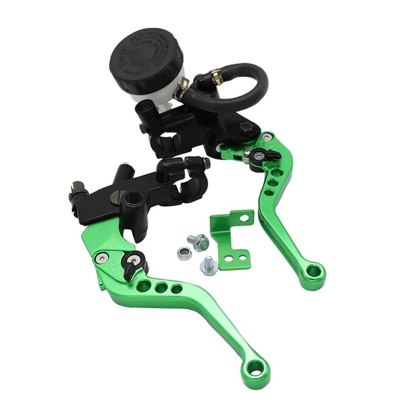 Motorrad Kupplungshebel 7/8" 22mm Hydraulische Bremsen Motorrad Bremshebel Hauptbremszylinder Kupplungshebel Pumpen Bremsöl Aufbewahrungsset Kraftstofftank Set Kupplung Bremshebel(Green) von QXEJEBAF