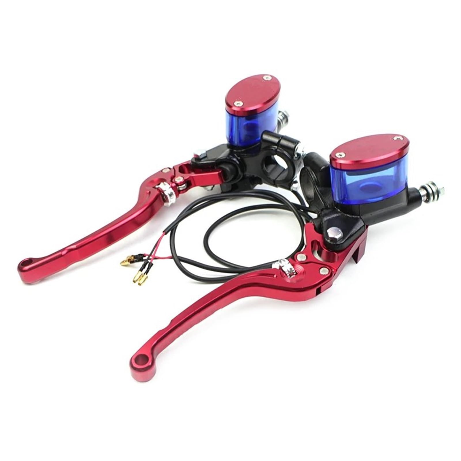 Motorrad Kupplungshebel Motobike Hydraulische Hebel Griff 14 Kolben Master Zylinder Motorrad Kupplung Bremse Pumpe Set Kit Kupplung Bremshebel(Red Pair) von QXEJEBAF