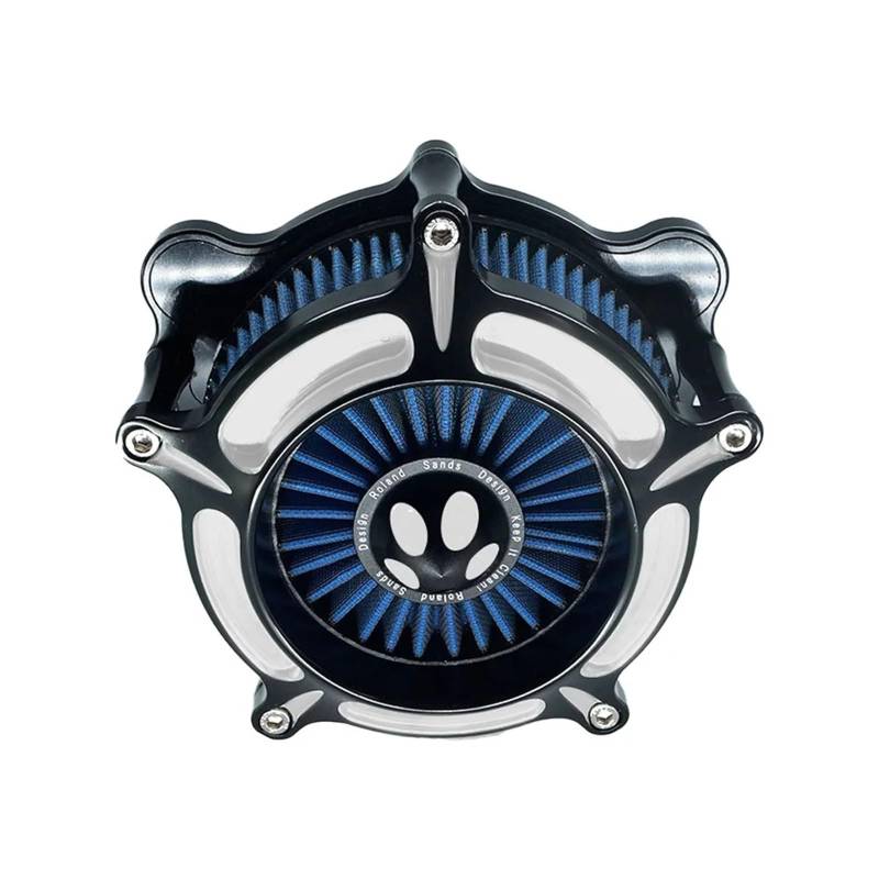 Motorrad Luftfilter Für Sportster Für Dyna Für Softail Für Touring Für Street Glide Für Road King Für Fatboy Motorrad CNC Turbine Luftfilter Filter Intake Ansaugluftfilter Motorrad(Blue Filter C) von QXEJEBAF