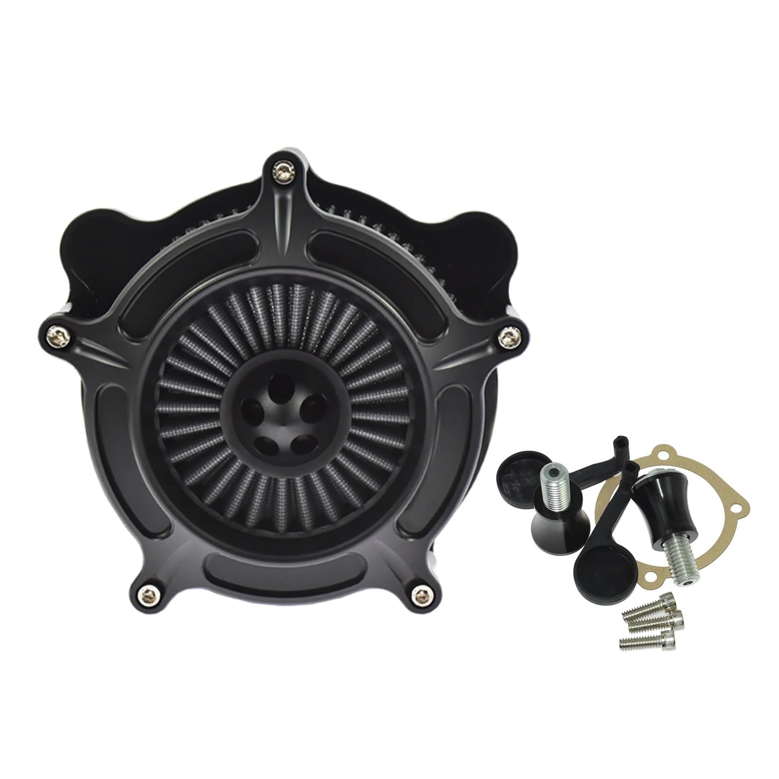 Motorrad Luftfilter Für Sportster Für Dyna Für V-Rod Für Softail Für Fat Boy Für Touring Für FLHR Motorrad Turbine Spike Luftfilter Lufteinlass Filtersystem Kit Ansaugluftfilter Motorrad(B) von QXEJEBAF