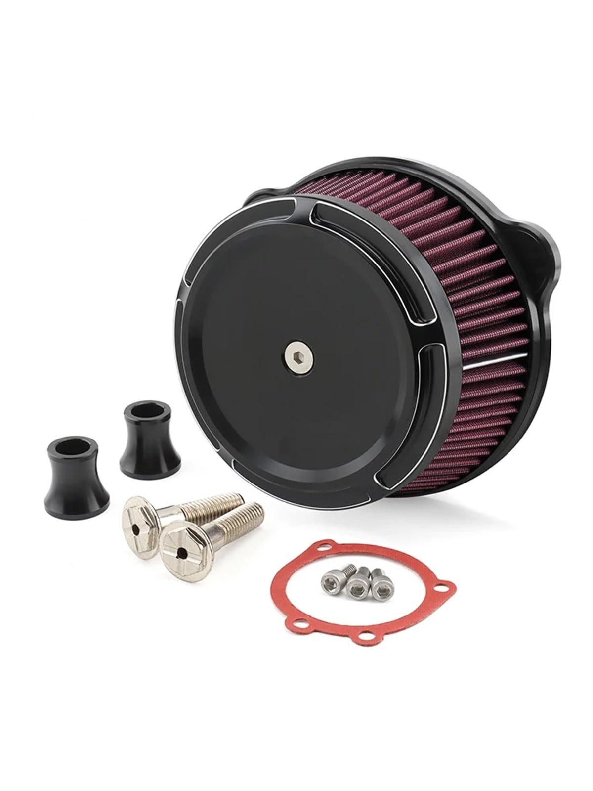 Motorrad Luftfilter Für Sportster Für Eisen XL 883 1200 Achtundvierzig-Zweiundsiebzig 48 Motorrad Luftfilter Luft Reiniger Intake Filter Ansaugluftfilter Motorrad(Black white-red) von QXEJEBAF