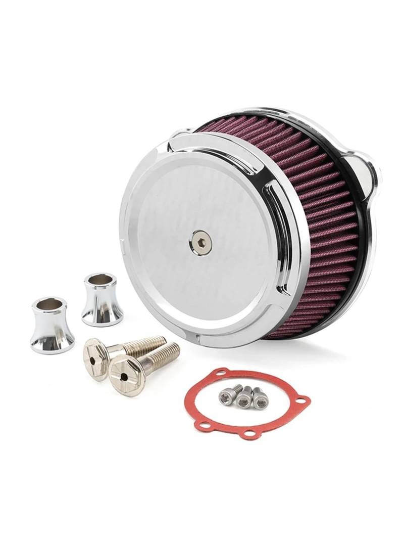 Motorrad Luftfilter Für Sportster Für Eisen XL 883 1200 Achtundvierzig-Zweiundsiebzig 48 Motorrad Luftfilter Luft Reiniger Intake Filter Ansaugluftfilter Motorrad(Chrome-red) von QXEJEBAF