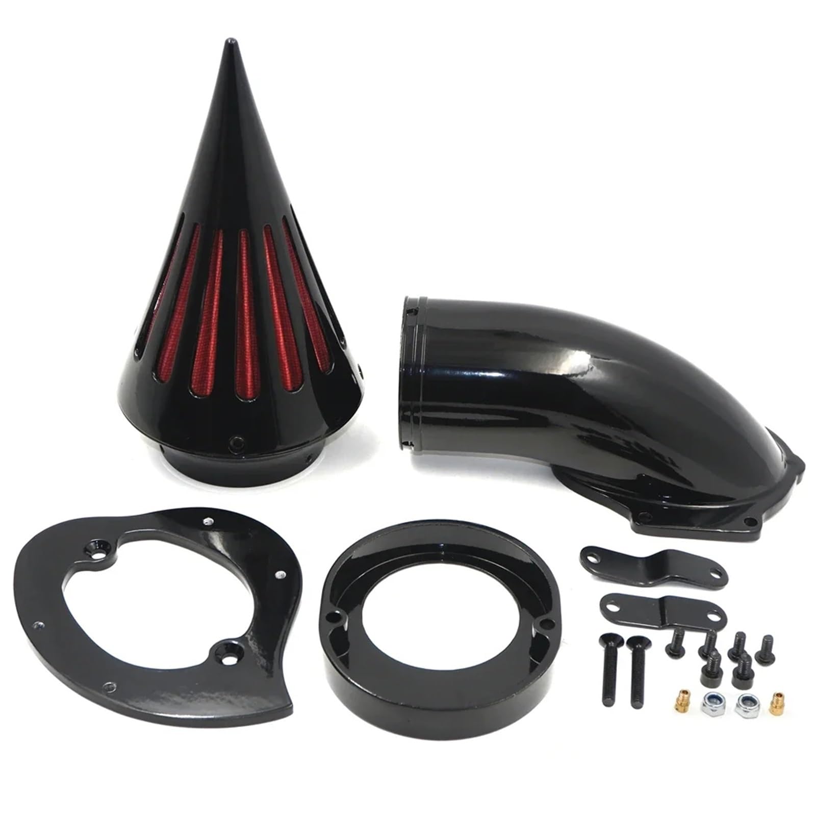 Motorrad Luftfilter Für Vstar Für V-Star 650 1986-2012 Motorrad Gloss Black Spike Luftfilter-Ansaugkit Ansaugluftfilter Motorrad(MT225-004-GBK) von QXEJEBAF