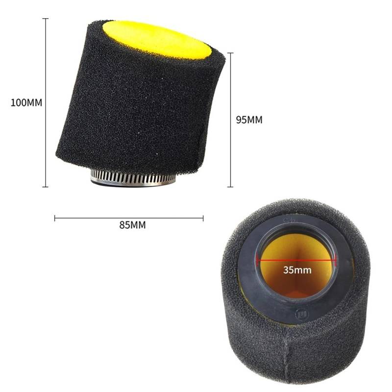 Motorrad Luftfilter Schaumstoff-Luftfilter, 35/45/49 mm, Universal-Motorrad-Ersatzluftfilter, Vergaser-Ansaugreiniger Ansaugluftfilter Motorrad(35mm) von QXEJEBAF