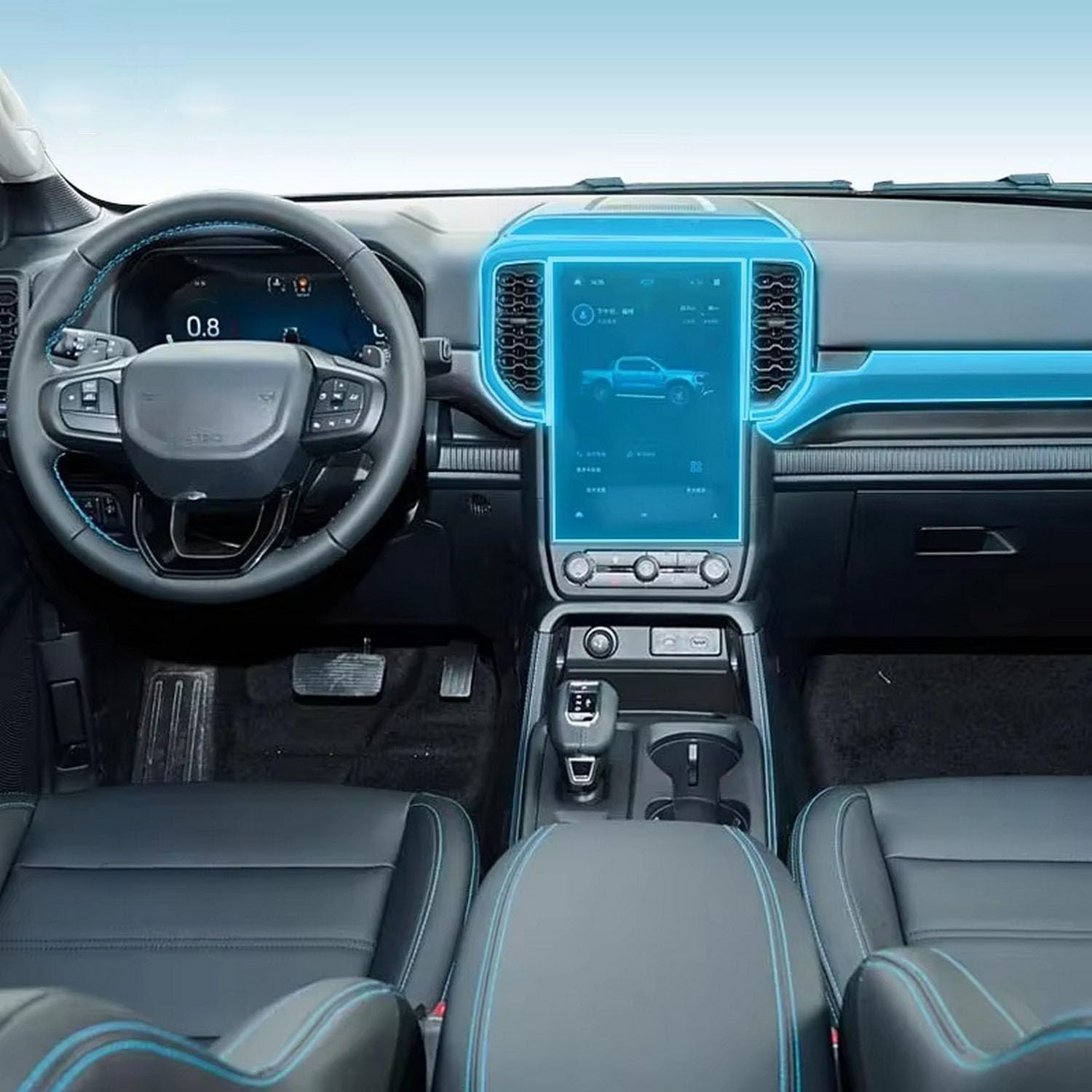 QXULMSLK Displayschutzfolie für Auto-Mittelkonsole, kratzfest, Reparatur, transparent, TPU-Aufkleber, Zubehör, für Ford Ranger 2023–2025 von QXULMSLK