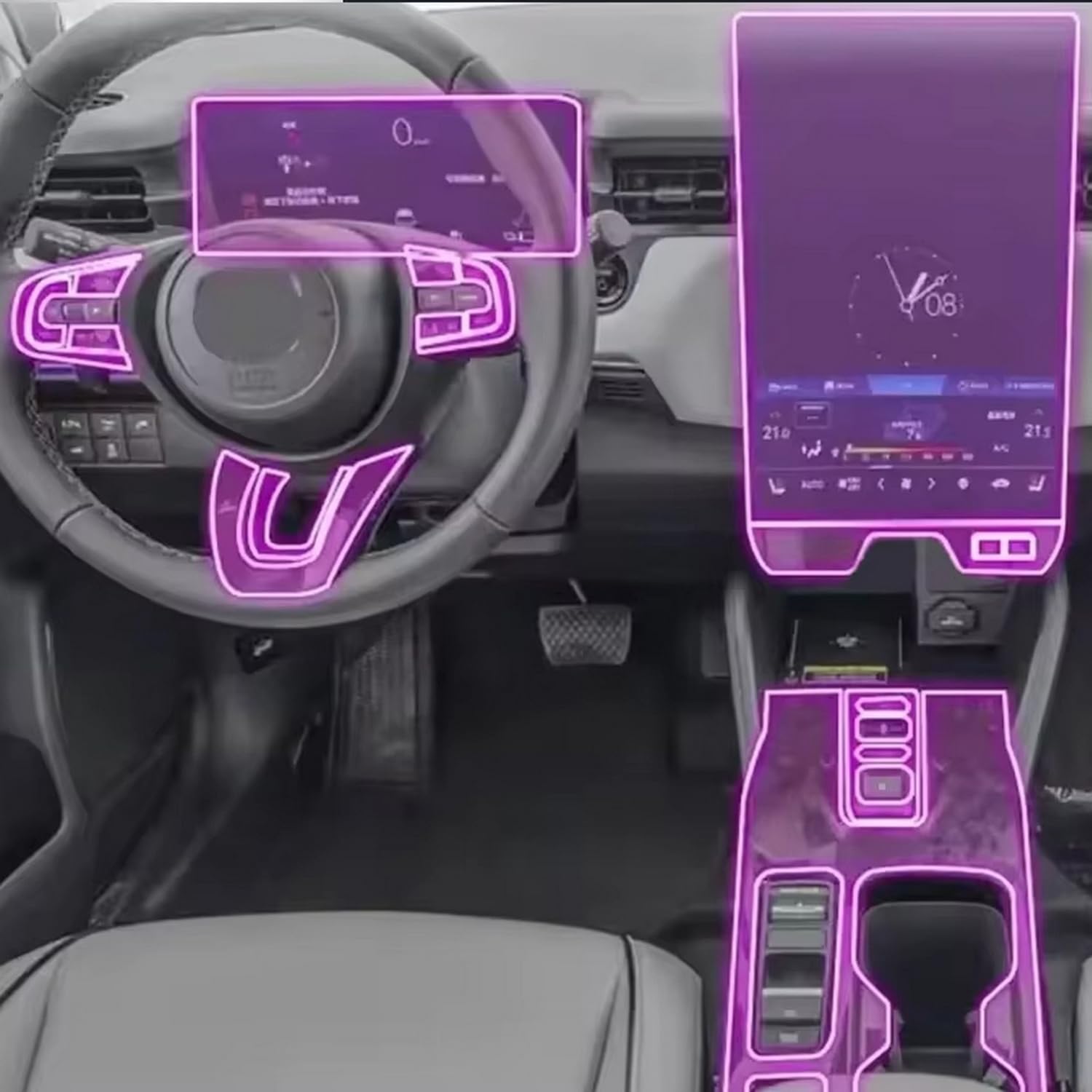 QXULMSLK Displayschutzfolie für Auto-Mittelkonsole, kratzfest, Reparatur, transparent, TPU-Aufkleber, Zubehör, für Honda ENS1 2022–2023 von QXULMSLK