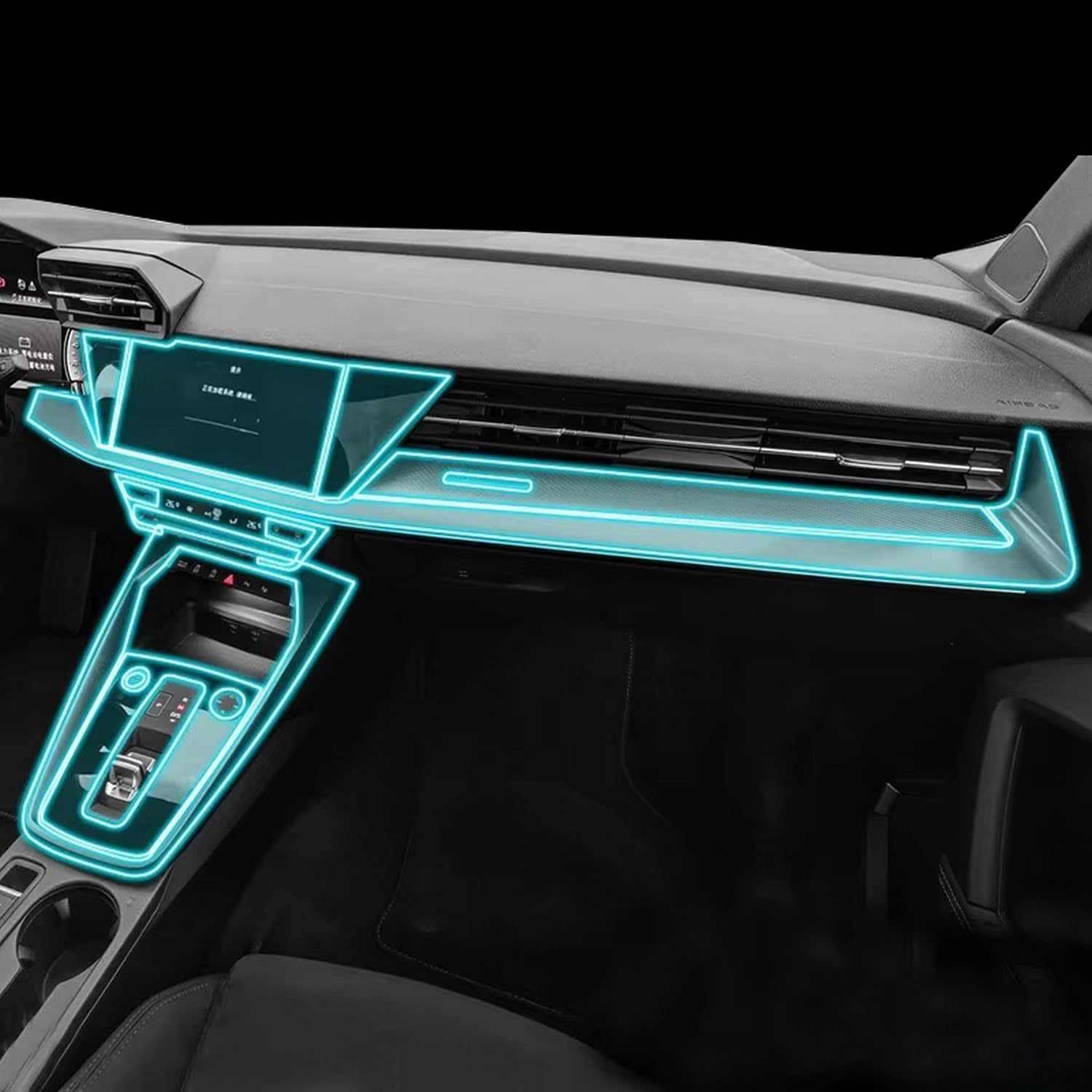 QXULMSLK Displayschutzfolie für die Mittelkonsole, kratzfest, Reparatur, transparent, TPU-Aufkleber, Zubehör, für Audi A3 8Y 2020–2023 von QXULMSLK