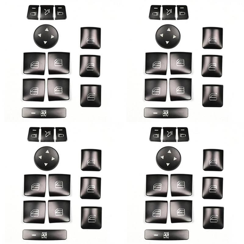 QXWRLD 48-teiliger Aufkleber for Autotür-Armlehnen-Fensterschalter-Knopfleiste, for Mercedes-Benz, GLK ML GL ABCEG-Klasse W204 X166 Abdeckung des Fensterbedienfelds von QXWRLD