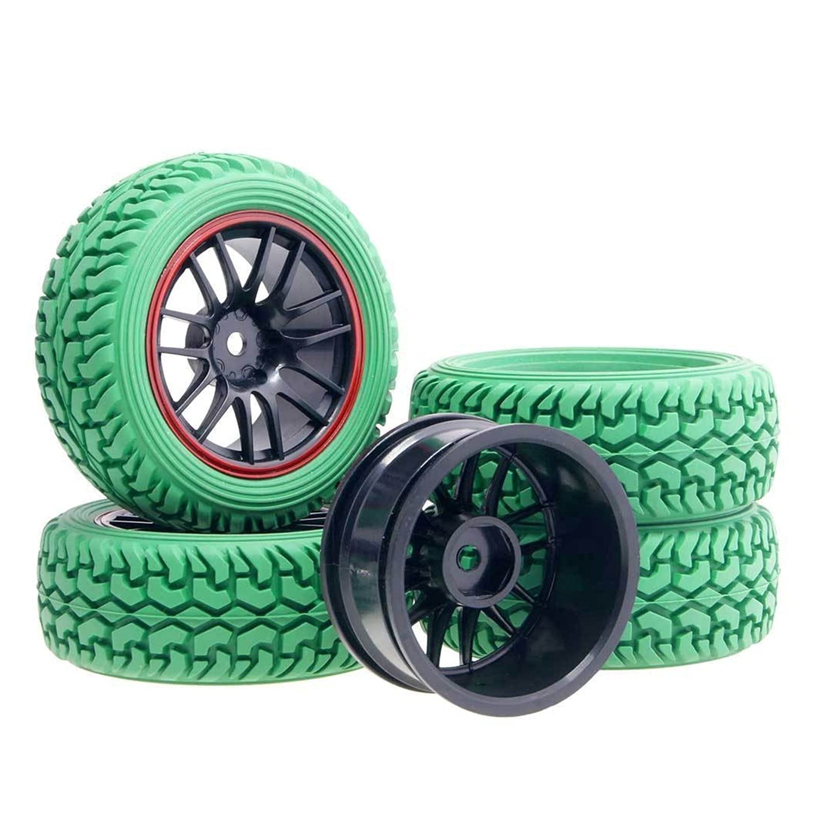 QXWRLD ABS-Felgen-Rallye-Reifen-Test, for HSP, 1:10 On-Road Rally CarRC 9068-8019 RC-Autoräder(Green) von QXWRLD