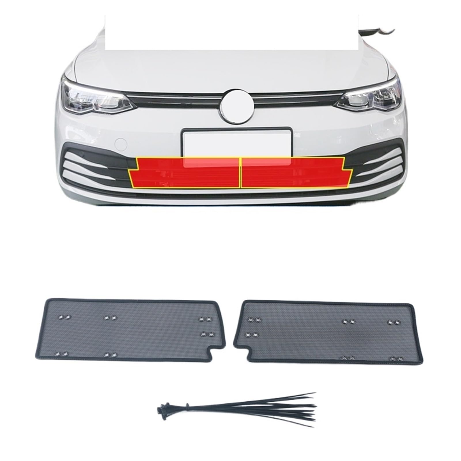 QXWRLD Auto-Insektenschutzgitter, Frontgrill-Einsatznetz, for VW, for Golf 8 MK8 2020–2023, Zubehör, Außen-Umrüstsatz Insektenschutz für Autogrill(Without Radar Hole) von QXWRLD