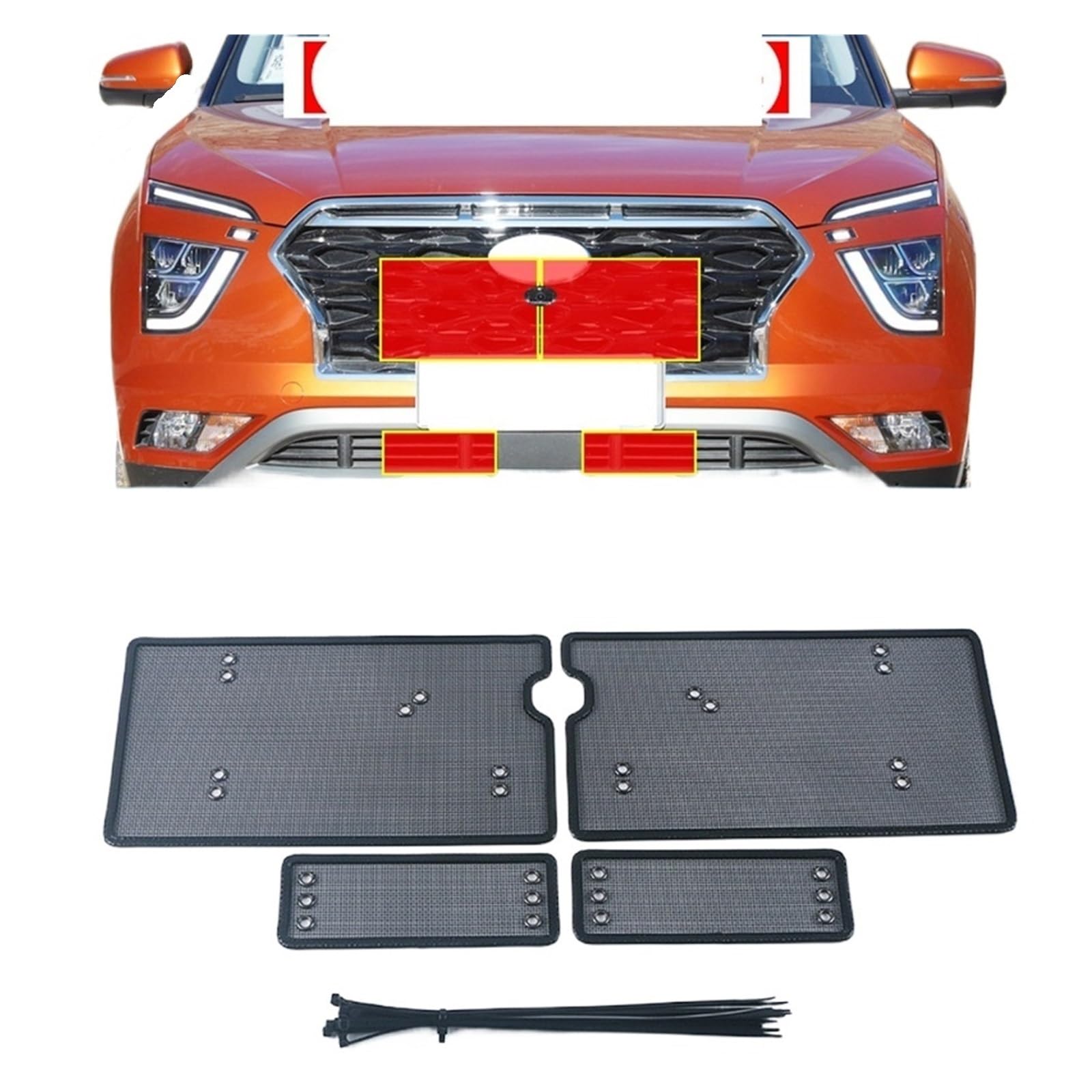 QXWRLD Auto-Insektenschutzgitter for den vorderen Kühlergrill, Netzstaub, for Hyundai, for Creta 2020–2022, Außenzubehör Insektenschutz für Autogrill(with Camera Hole) von QXWRLD